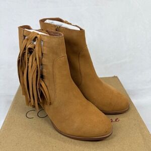 Coconuts by Matisse Stroll Through Tan Fringe Ankle Boots 8M Side Zip Cutout